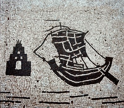 Et skip i Ostia havn (mosaikk av Roman