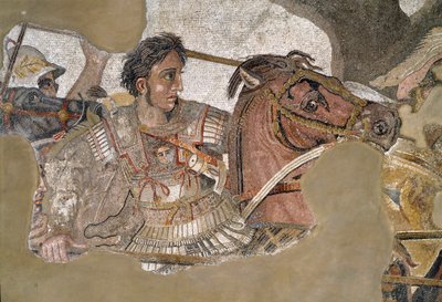 Alexander den store (356 - 323 f.Kr.) på hesten Bucephale. Mosaikk fra Faunens hus, Pompeii av Roman