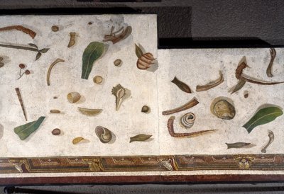 "Asarotos" (gulv unsweept) Fragmenter av mosaikk signert av Harakliton fra Roma, 2. århundre e.Kr., Roma av Roman