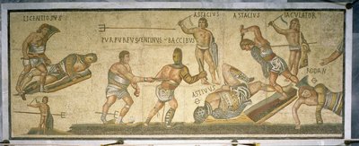 Kamp mellom gladiatorer, 320 AD (mosaikk) av Roman
