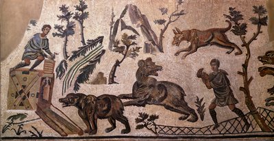 Bjørnejakt (mosaikk, 4. århundre f.Kr.) av Roman