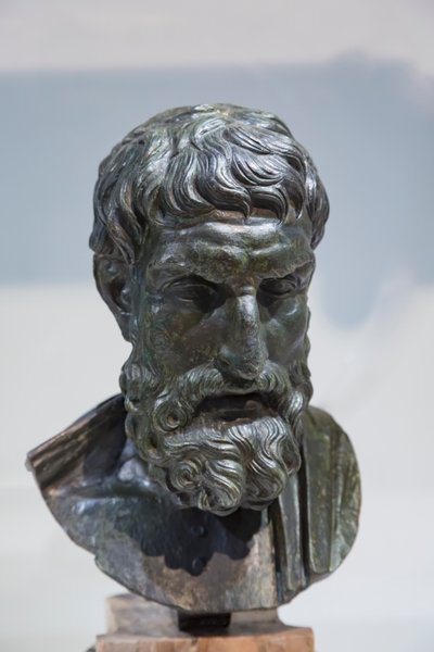 Byste av Epicurus byste (bronse) av Roman