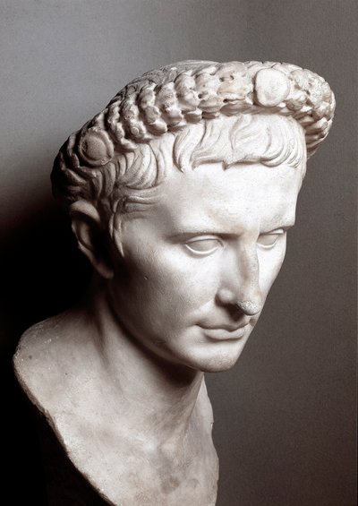 Byste av den romerske keiseren Augustus (Gaius Julius Caesar Octavianus) (63 f.Kr.-14 e.Kr.) Roma, Musei Capitolini - Byste av den romerske keiser Augustus (Gaius Julius Caesar Octavianus) (63 f.Kr.-14 e.Kr.). Marmor. Museer i Capitol, Roma, Italia av Roman