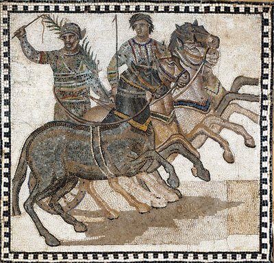 Sirkusscene i det gamle Roma. Mosaikk, 3. århundre av Roman