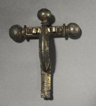 Armbrøstfibula, c.350-400 (bronse, forgylt bronse, sølv og niello) av Roman
