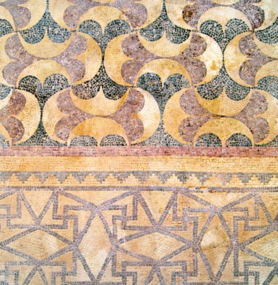 Detalj av geometrisk fliser, House of Theseus, Paphos, Kypros mosaikk av Roman