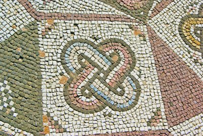 Detalj av en gordisk knute, House of Theseus, Paphos, Kypros mosaikk av Roman