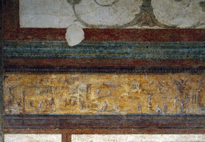 Detalj av en frise fra tablinum, 40-20 f.Kr. (fresco) av Roman
