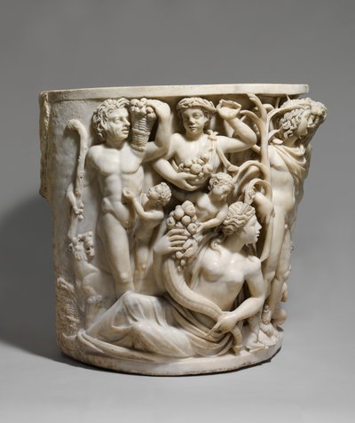 Detalj av marmorsarkofag med triumfen til Dionysos og årstidene, ca. 260–270 e.Kr. (marmor) av Roman