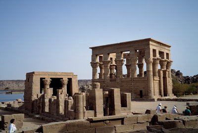 Egyptisk antikvitet: kiosk til Marcus Ulpius Trajanus (Trajan eller traiano) romersk keiser. 2. århundre. Aswan, Philae. Egypt av Roman