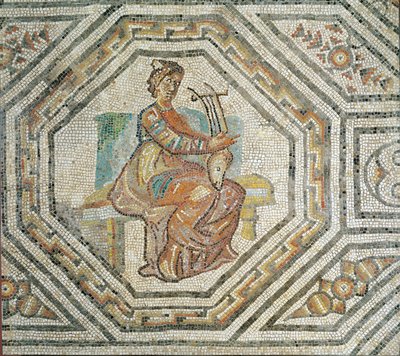 Erato, musen til lyrisk poesi, fra Augusta Treverorum (mosaikk) av Roman