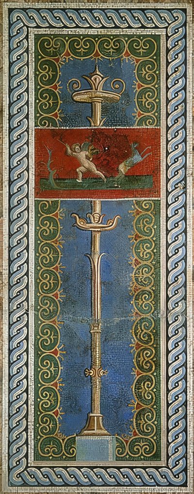 Eros som jeger, detalj av en veggmosaikk, avdekket i Pompeii av Roman