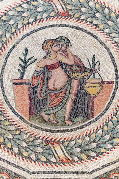Eros og Psyche. 3. - 4. århundre. Romersk villa i Casale, Sicilia (mosaikk) av Roman
