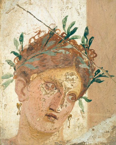 Ansiktet til en ung jente, fra Herculaneum, Campania. Romersk sivilisasjon, 20-10 f.Kr. av Roman