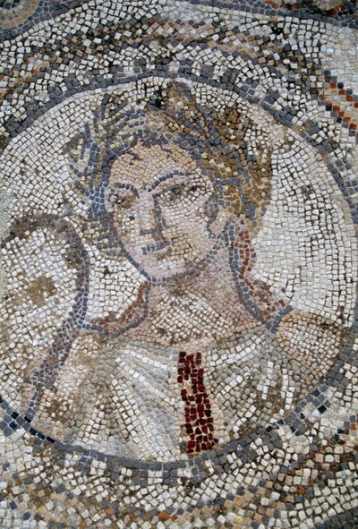 Kvinnelig ansikt, mosaikk i den romerske byen Volubilis (UNESCOs verdensarvliste av Roman