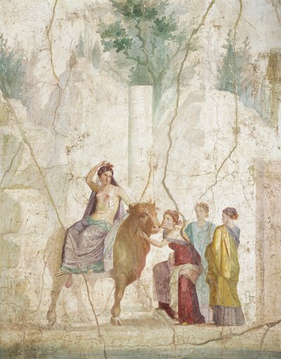 Freskomaleri som viser Europas voldtekt, fra Pompeii, romersk sivilisasjon av Roman
