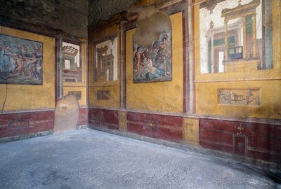 Freskomalerier i Villa dei Vettii, romersk arkeologisk sted i Pompeii (UNESCOs verdensarvliste av Roman