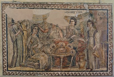Begravelsessymposium, fra nekropolen i Antiokia, sent på 400-tallet e.Kr. (mosaikk) (se også 3929775) av Roman