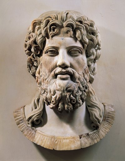 Hodet til Asclepius eller Zevs (marmor) av Roman