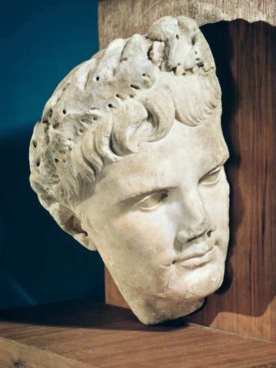 Overhode for keiser Augustus (63-14 f.Kr.) 27-17 f.Kr. (marmor) av Roman