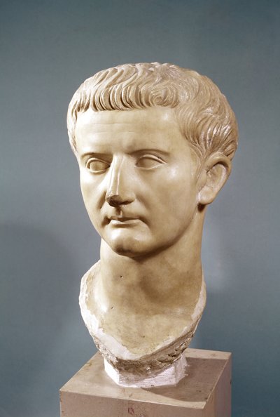 Overhode for keiser Tiberius (42 f.Kr.-37 e.Kr.) (marmor) av Roman