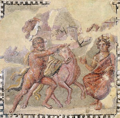 Herakles med den kretiske oksen, Ostia (mosaikk) av Roman