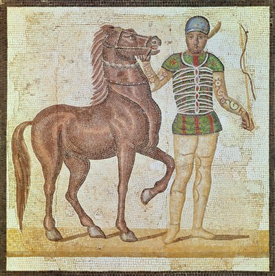 Hesterytter i racingfarger (mosaikk) av Roman