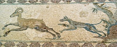 Jaktscene, House of Dionysos, Paphos, Kypros (mosaikk) av Roman
