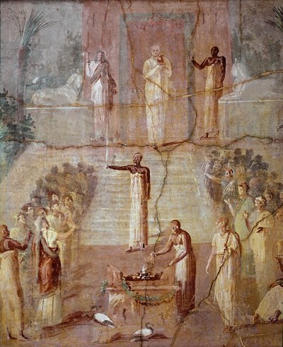Isiac-seremoni, ca. 60-80 e.Kr. (fresco) av Roman