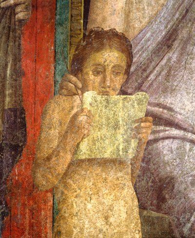Italia, Campania, Pompeii, freskomaleri som viser rituell seremoni i Villa of the Mysteries av Roman