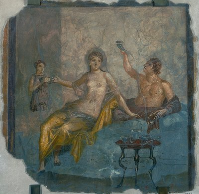 Ungdom og hetaera. Fra Herculaneum. Rundt 50-79 e.Kr av Roman