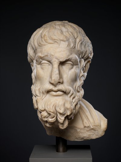 Marble head of Epikouros, 2nd century AD (marble) av Roman