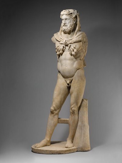 Marmorstatue av en skjeggete Hercules, 68–98 e.Kr. (marmor) av Roman