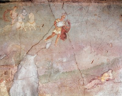 Mars finner Rhea silvia sovende og forfører henne (fresco av Roman