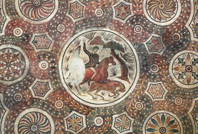 Mosaikk med jaktscene, 4. århundre e.Kr. (mosaikk) av Roman