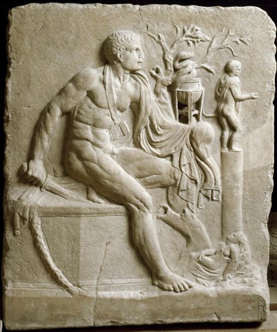 Orestes konsulterer orakelet til Apollo i Delphi (marmor) av Roman