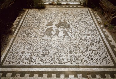 Fortausmosaikk av huset til Dionysos og Ariane, 2. århundre (fotografi) av Roman