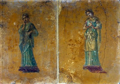 Portretter av to muser: Polymnie og Calliope. Fresker av Pompeii av Roman