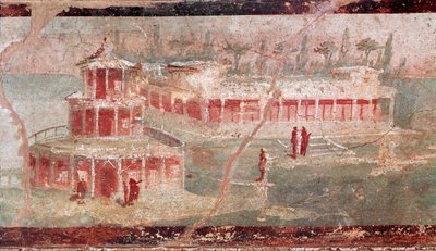 Elvelandskap med portiko, detalj (fresco av Roman