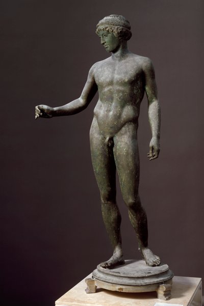 Romersk kunst: "" Ephebe"" Bronseskulptur etter en gresk original, Fra Pompei av Roman