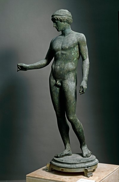 Romersk kunst: "" Ephebe"" Bronseskulptur etter en gresk original, Fra Pompei av Roman