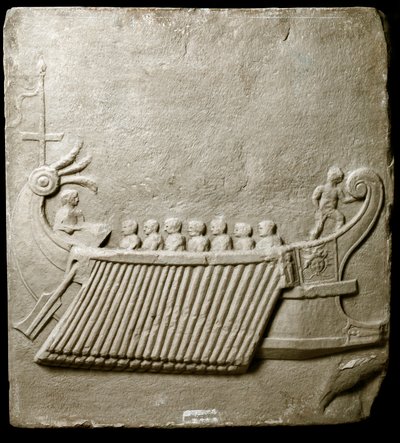 Romersk kunst: Romersk trirem - Fragment av marmorfrise fra Pozzuoli (Pozzuoli) av Roman