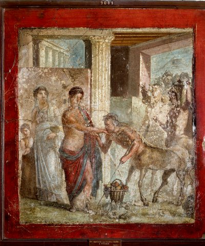 Romersk kunst: "Kentauren deltar i bryllupet til Pirithoos (Pirithous) og Hippodamia" romersk freskomaleri fra stedet til Pompei. 1. århundre e.Kr. (fresko) av Roman