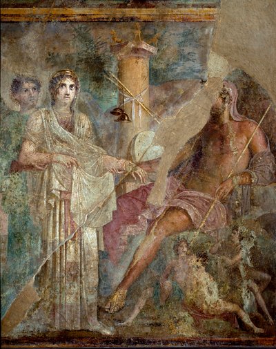 Romersk kunst: "" Ekteskapet til Zevs og Hera på Ida-fjellet"" Romersk freskomaleri fra stedet for huset til den tragiske poeten i Pompei. 1. århundre e.Kr. Napoli, Museo Archeologico Nazionale - Romersk kunst: Bryllupet til Zevs og Hera på Ida-fjellet. Ro av Roman