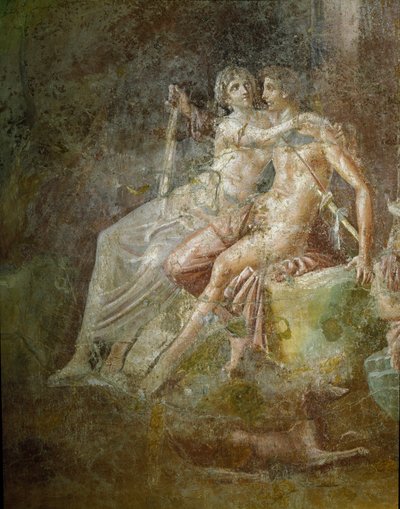 Romersk kunst: "" Venus et Mars""" Fresco fra huset til gitaristen i Pompei. 3. stil. Dim. 253x150 cm Museo Archeologico Nazionale, Napoli av Roman