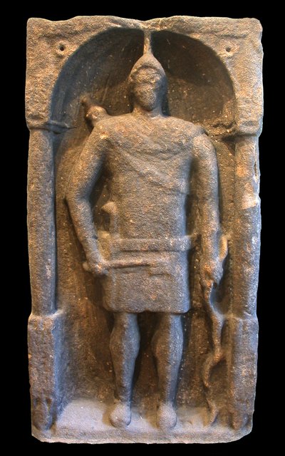 Romersk gravstein som viser en Hamian (syrisk) bueskytter, ca. 125-40 e.Kr av Roman