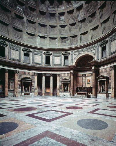 romersk kunst. Utsikt over det indre av Pantheon, bygget på Marcus Vipsanius Agrippas tid av Roman