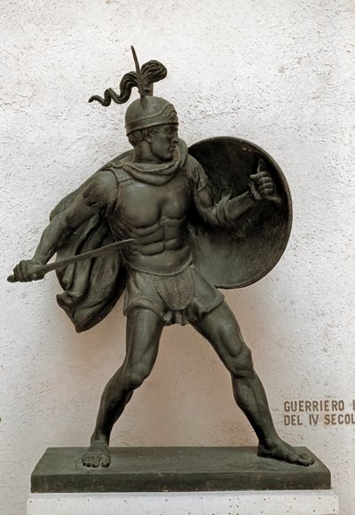 Romersk kunst: bronsestatue av romersk kriger. 4. århundre f.Kr. Roma, museum for romersk sivilisasjon av Roman