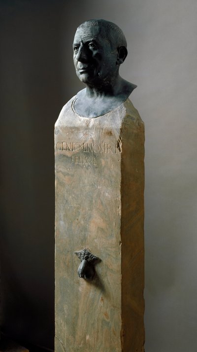 Romersk kunst: byste av bankmannen Lucius Caecilius Iucundus (cirka 20-69 e.Kr.) Bronseskulptur. 1. århundre e.Kr Fra Pompei. Napoli, Museo Nazionale Archeologico av Roman