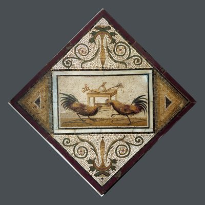 Romersk kunst: hanekamp. Mosaikk fra Pompeii. 4. stil. Nasjonalt arkeologisk museum, Napoli av Roman